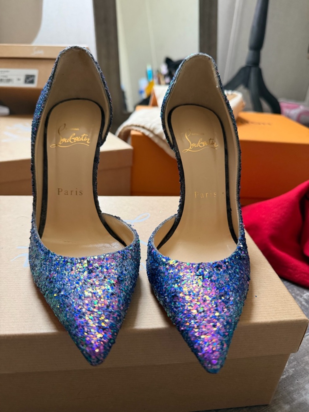 Christian Louboutin Iriza Glitter 100mm 35 1/2 - Picture 3 of 8